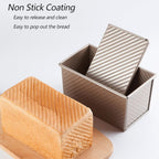 Pullman Loaf Pan with Lid, 1Pound Dough Capacity Rectangular Bread Pan, Non-Stick Long Bread Pans for Homemade Bread, 9x4inch Pullman Loaf Pan with Dough Scraper Cutter for Sandwich Bread