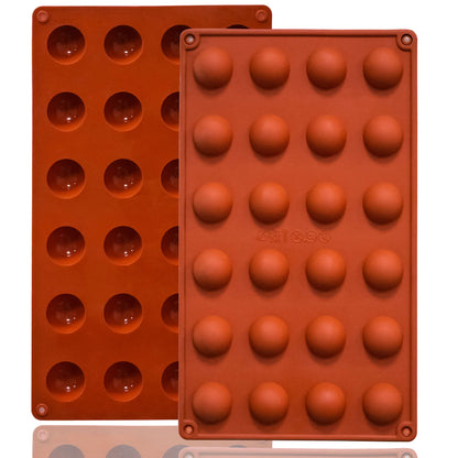 Small 15-Cavity Semi Sphere Silicone Molds Non-Stick,2 Packs Half Sphere Silicone Baking Molds for Making Jelly, Chocolates and Cake