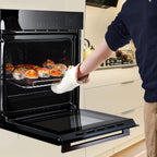 Piekarnik ścienny 24", wbudowany piekarnik elektryczny z 5 automatycznymi przepisami, 3000 W, 2,5 CF konwekcyjny, funkcja pary i smażenia na powietrzu, stal nierdzewna, sterowanie dotykowe, timer, blokada bezpieczeństwa