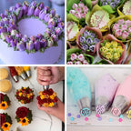 120 PCS Piping Bags and Tips Set 14 In 100 PCS Pastry Bags Cupcake Cookie Cake Decorating Kit 12 Flower Frosting Nozzles 2 Leaf Piping Tips 2 Couplers 2 Icing Bag Ties 1 Tips Brush