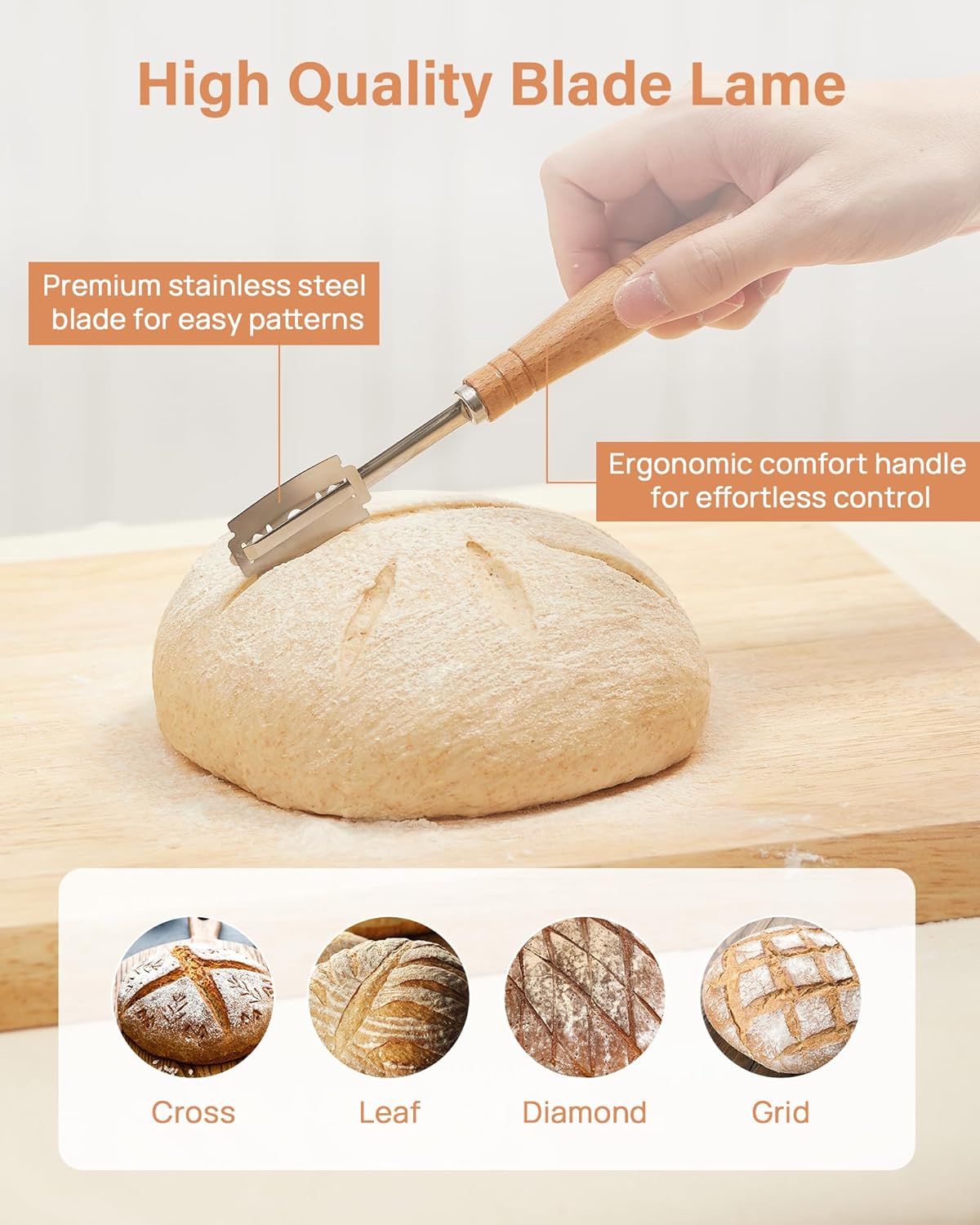 Kootek Banneton Bread Proofing Basket Set of 2, 9 Inch Round Sourdough Starter Kit, Baking Supplies Tools with Dough Whisk, Scoring Lame, and Other Accessories for Artisan Bread Making