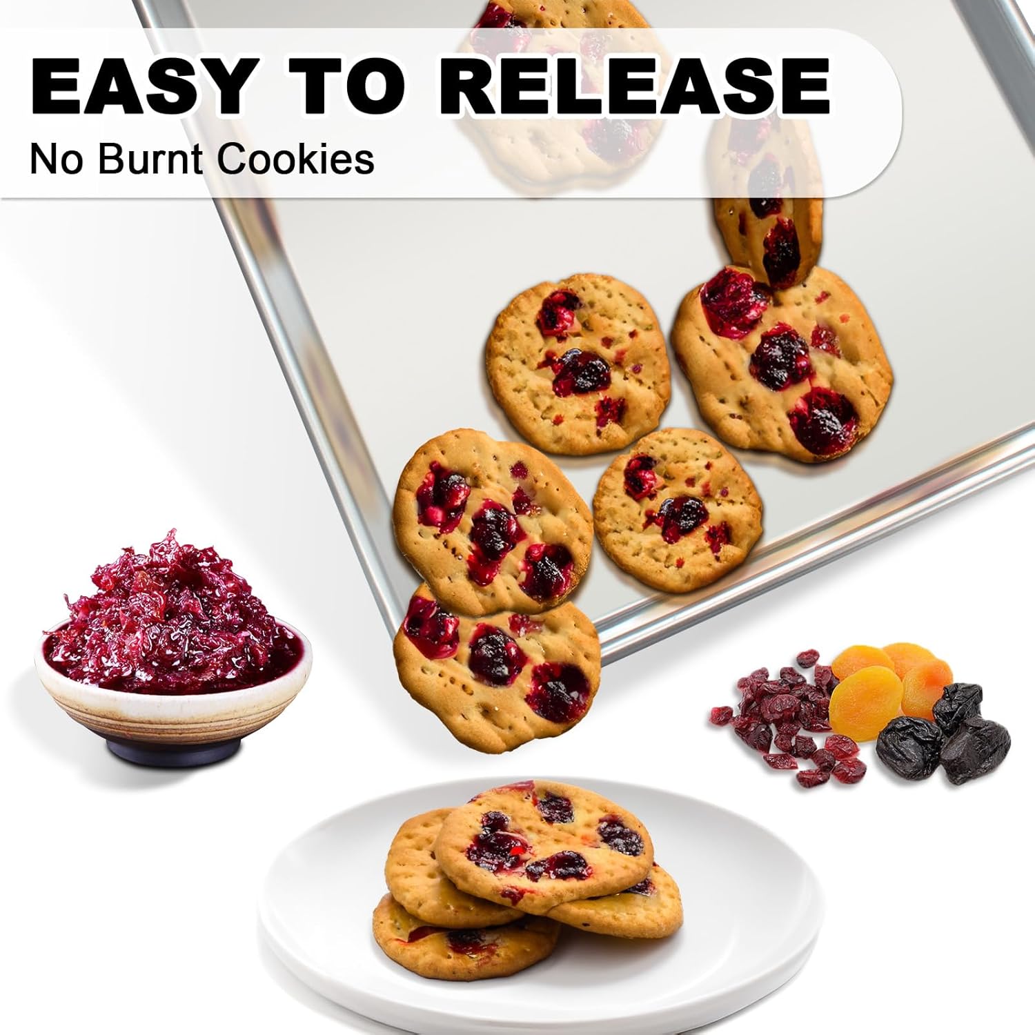 Half Sheet Pans with Rack Set, 18 Inch Commercial Quality Baking Sheet Pan Set, Natural Aluminum Cookie Sheet, Warp Resistant Nonstick Thick Cookie Tray Pans for Baking, Roasting