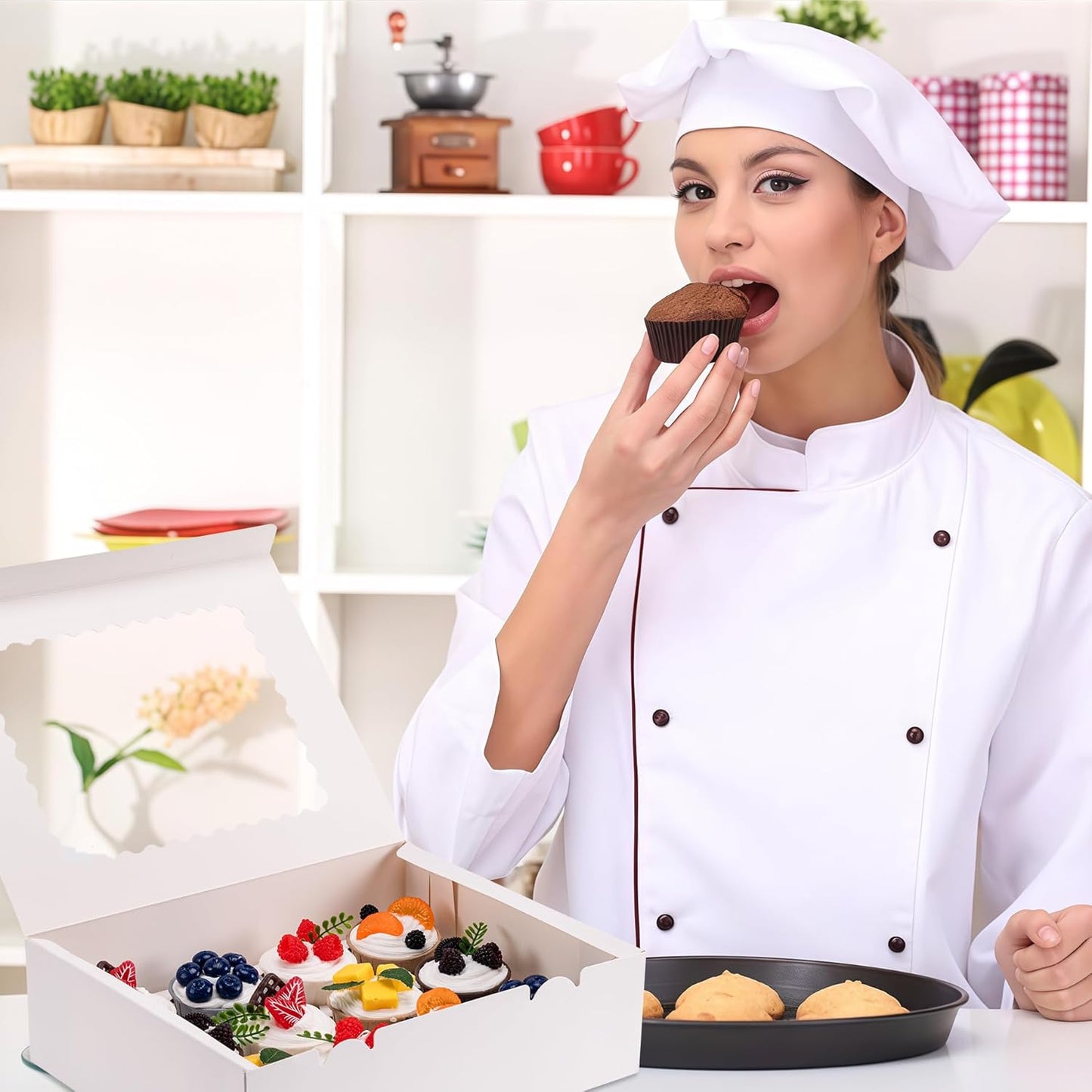 12 Count Cupcake Boxes, 4PCS Cupcake Container with Window, Food Grade Cupcake Holder for Birthday Holiday Party, Bakery Supplies for Cupcakes, Desserts, and More