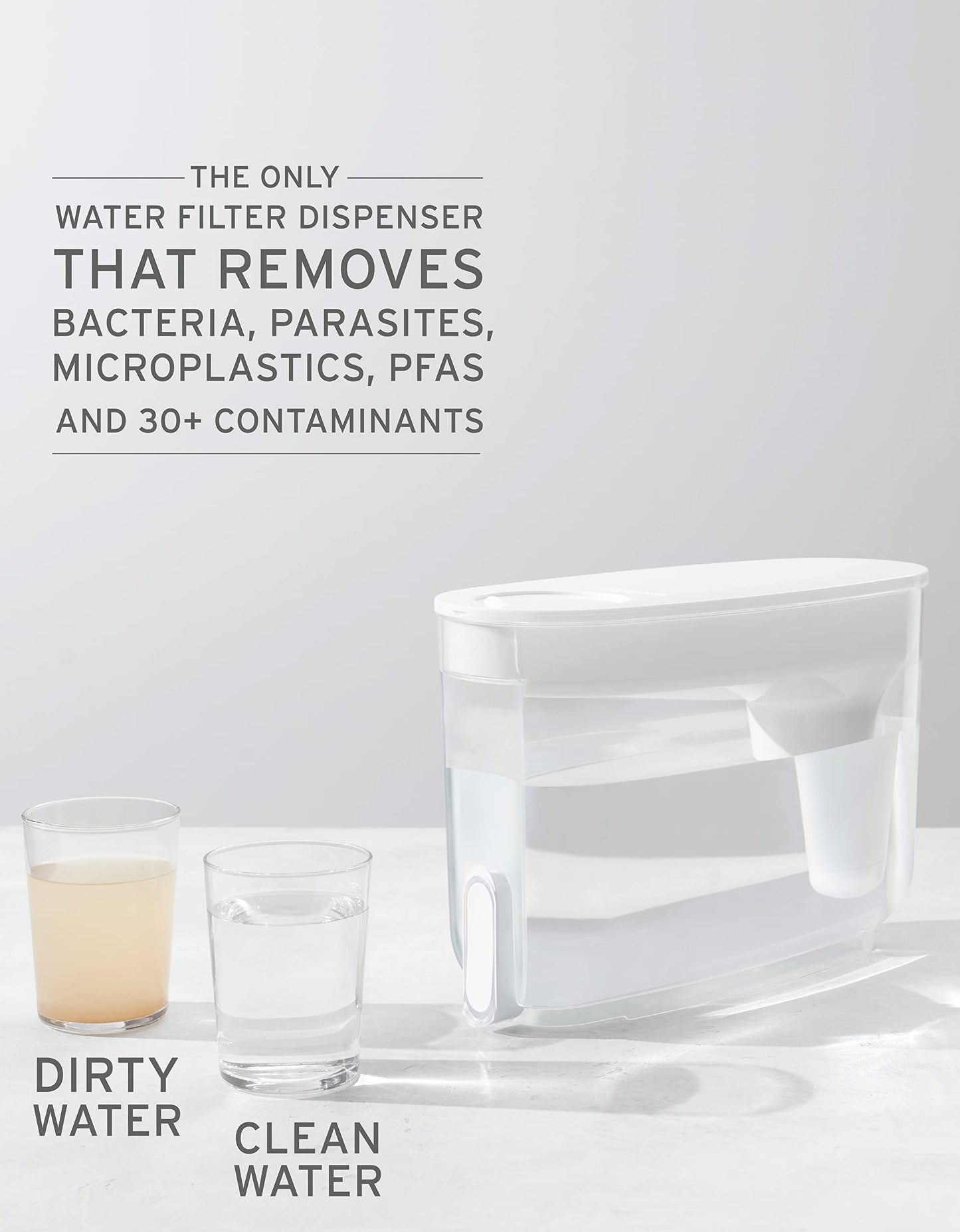 LifeStraw Home– Water Filter Dispenser, 18-Cup, Midnight Blue, BPA Free for Protection Against tap Water contaminants Including Bacteria, parasites, microplastics, Lead, Mercury, and Other Chemicals