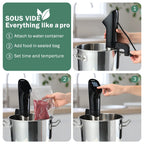 Mecity Sous Vide Precision Cooker Machine 1100 W gotowanie w kąpieli wodnej stek warzywa mięso ryby cyrkulator zanurzeniowy o dokładności 0,5 stopnia z przepisami