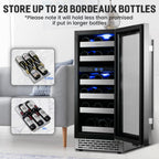 VINECOLD 15 Inch Wine Fridge Under Counter, Dual Zone 28 Bottle Wine Cooler Refrigerator, Seamless Reversible Door,New Upgrade Built-in/Freestanding Wine Cooler for Home and Kitchen