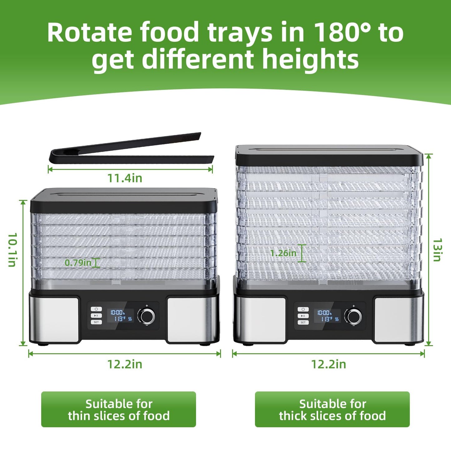 Food Dehydrator Machine Dryer for Jerky: Stainless Steel Dehydrater for Fruit Herb - Digital Food Drier for Meat Beef Dehydration