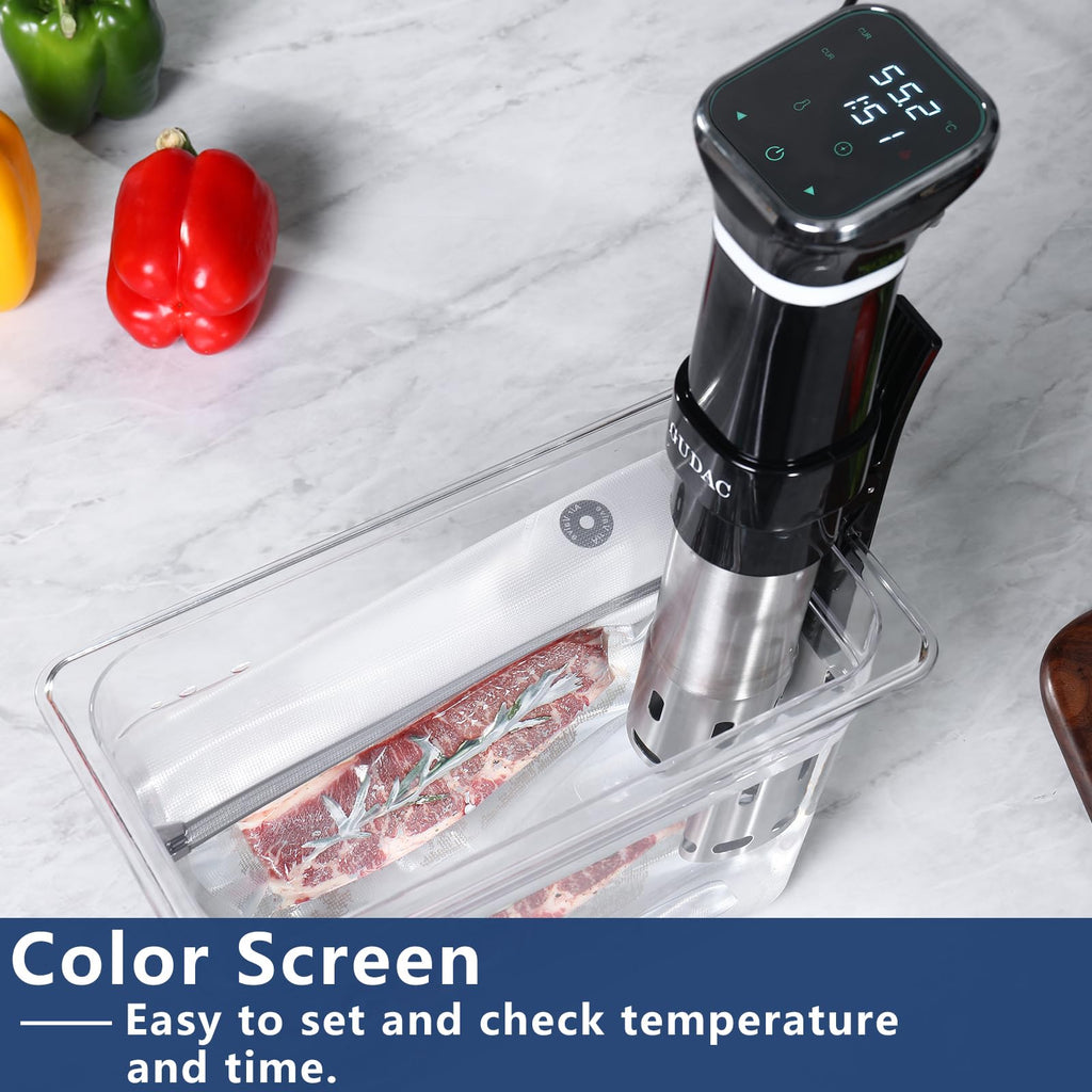 Gudac Sous Vide Precision Cooker, 1100 W, zestaw do gotowania Sous Vide, cyrkulator zanurzeniowy, z 6-litrowym pojemnikiem na wodę i 10 workami Sous Vide
