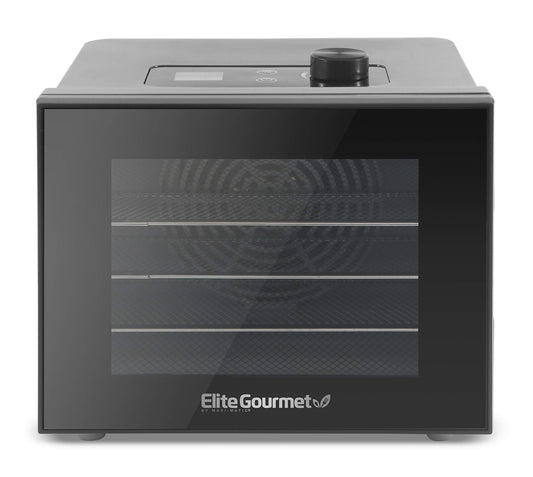 Elite Gourmet Food Dehydrator, Stainless Steel Trays Food Dehydrator, Adjustable Temperature Controls, Jerky Herbs Fruit Veggies Snacks