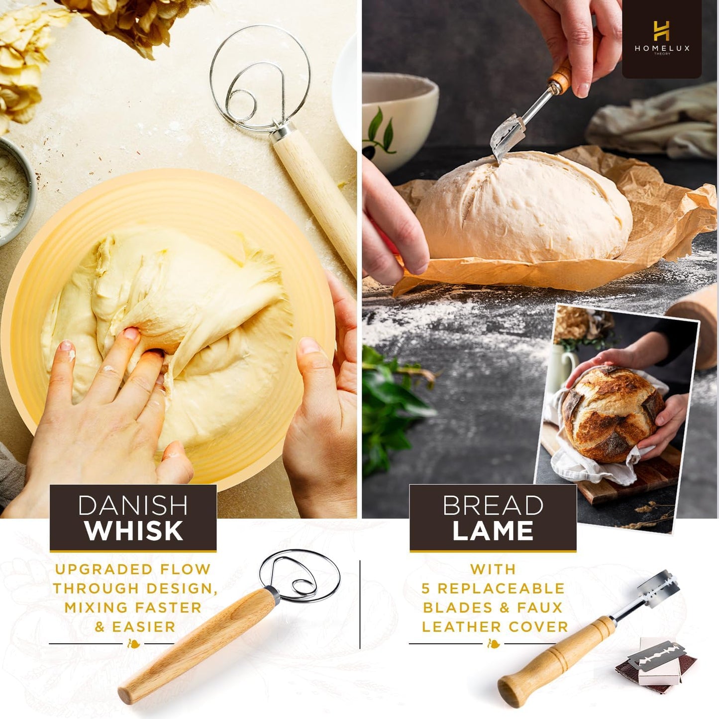 Sourdough Starter Kit, Silicone Banneton Bread Proofing Basket Set, Sourdough Bread Baking Supplies, Bread Making Kit for Sourdough Proofing with Bread Baking Bowl for Artisan Breads (Yellow)