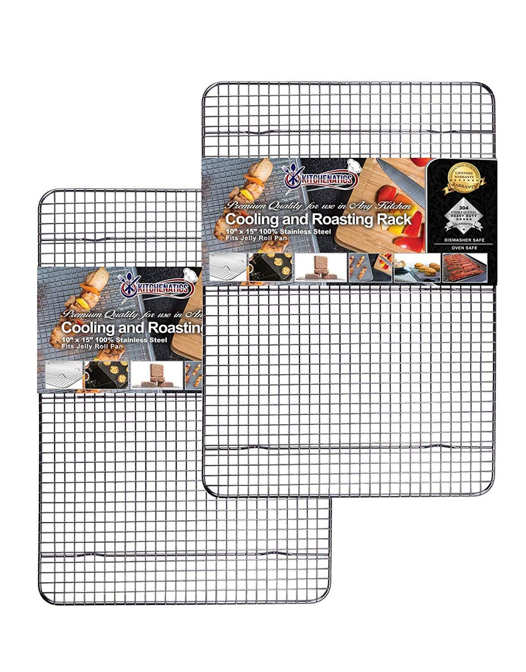 KITCHENATICS Heavy Duty Half Sheet Cooling Racks, Rust Resistant Stainless Steel Baking Racks, Wire Racks Fit Half Sheet Pan, Bacon Grill Rack for Oven, Cookie Cooling Racks 11.8" x 16.9" IN, Set of 2