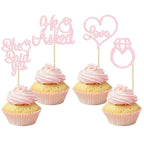 Gyufise He Asked She Said Yes Cupcake Toppers Gold Glitter Diamond Ring Heart Love Cake Picks for Wedding Engagement Party Cake Decorations 24 Pack