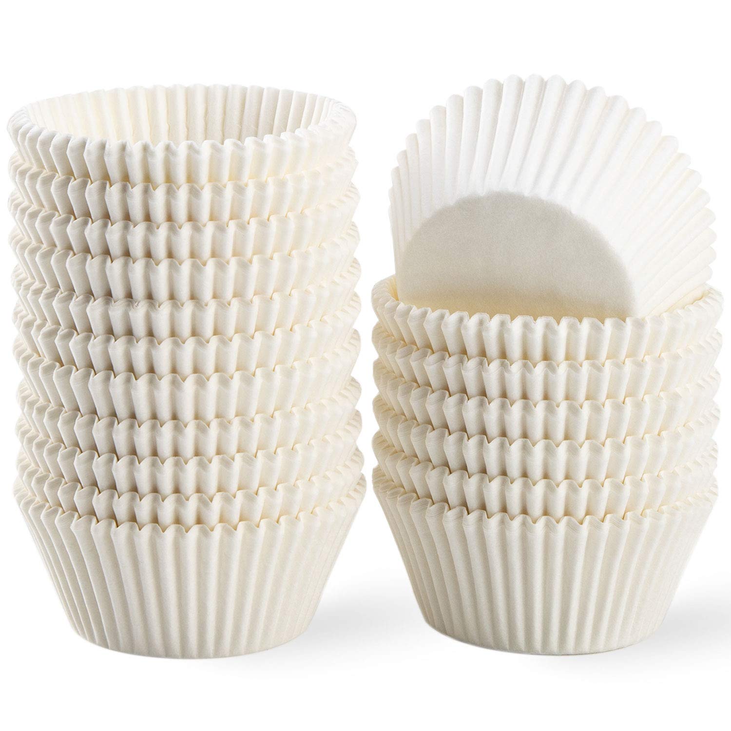 Caperci Standard Natural Cupcake Liners 500 Count, No Smell, Grease-Proof Paper Muffin Liners, Food-grade Baking Cups for Cupcakes, Muffins, Nuts