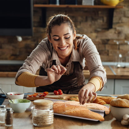 Baguette Pan French Bread Pans For Baking Pans, Nonstick 2 Slots Perforated Italian Loaf Pan Mold Long French Bread Pan Golden