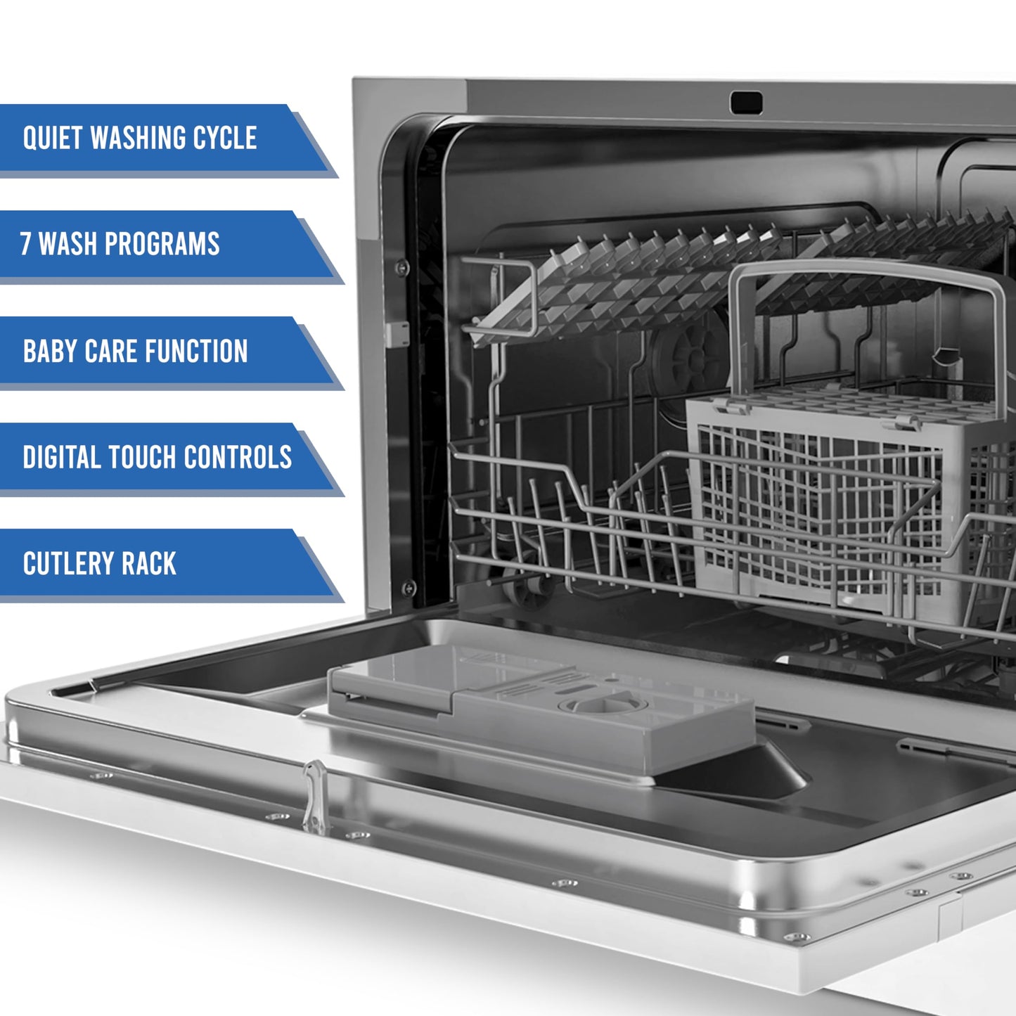 Farberware Compact 6-Place Setting Dishwasher - Portable Mini Countertop Dishwasher with 7 Wash Programs - Perfect for Small Spaces Like Apartment, Dorm, Boat, Camper/RV