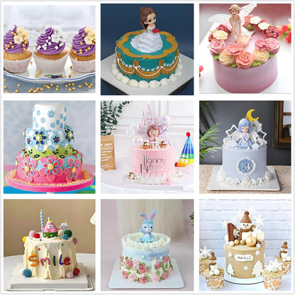 93 Pcs Cake Decorating Kit with Cake Turntable,Cake Leveler,24 Numbered Icing Tips,2 Spatulas,2 Coupler,3 Comb Scrapers,Flower Nail & Lifter Scissor,50 Disposable Pastry Bags