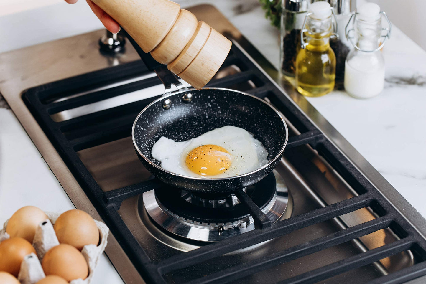 Granitestone Original Stackmaster 5 Piece Mini Cookware Set, Scratch-Resistant Nonstick Pots and Pans, Granite-coated Anodized Aluminum Dishwasher Safe PFOA-Free Stackable Cooking Set As Seen On TV