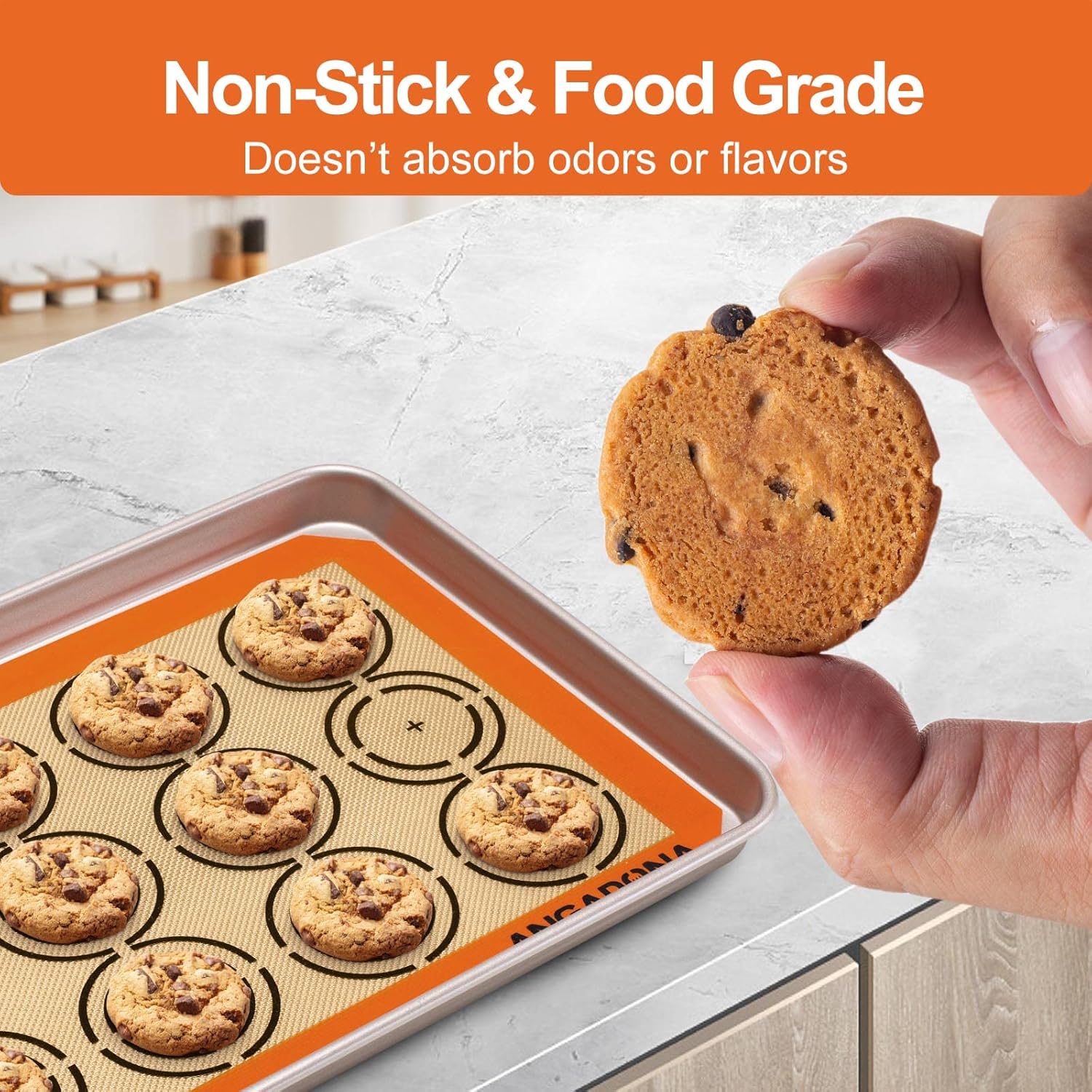 Silicone Baking Mat Sheets Set, Easy Clean &Non-Stick Food Grade Reusable Baking Mat, 2 Half Sheet Cookie Baking Mats Silicone for Oven, Make Macarons, Cookies and Pastry Mat