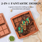 1 Inch Chocolate Bar Mold Deep Dubai Stuffed Chocolate Molds Silicone Large Break Apart Silicone Molds (Mix,2 Pcs）