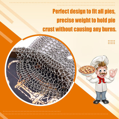 Baking Pie Crust Weights Chain, Stainless Steel Pie Weight Chain Ceramic Pie Weights Alternatives Baking Pie Weights Armor Shield for Baking Crust Kitchen Accessories for 7-10in Pies