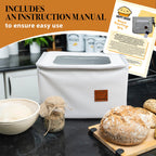 Happy Dough Proofer do pieczenia chleba - Pudełko do wyrastania zakwasu z podgrzewaczem - Podgrzewany składany pojemnik do wyrastania chleba i podgrzewacz do fermentacji z dołączanym termostatem do łatwej kontroli temperatury - 13x15,7x9,8