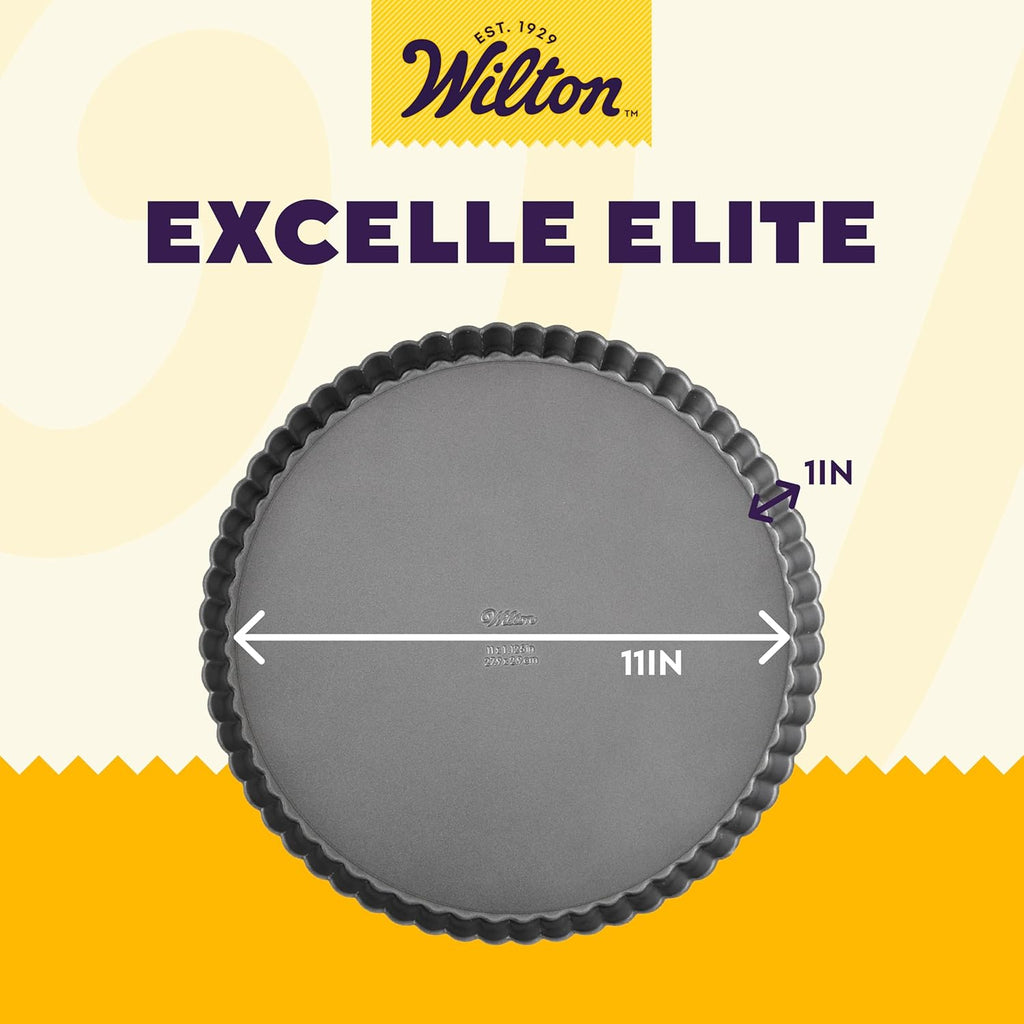 Wilton Excelle Elite Non-Stick Tart Pan and Quiche Pan with Removable Bottom, 11-Inch, Multicolor