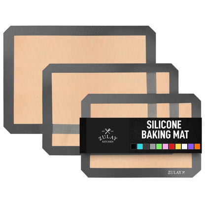 Zulay Kitchen 16.5"x11.6" 2-Pack Silicone Baking Mat - Reusable Nonstick Baking Sheet - Dark Gray