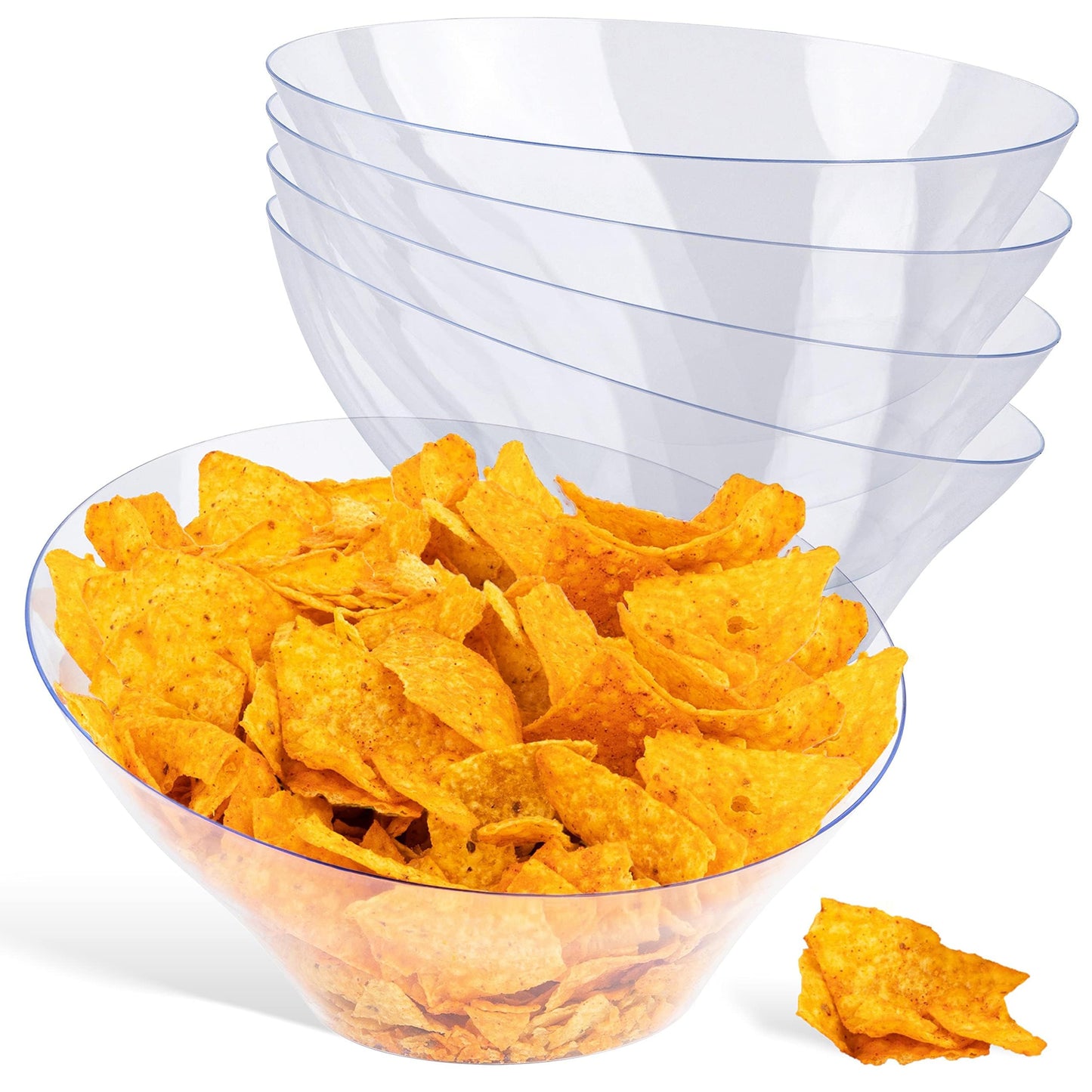 20oz Clear Plastic Serving Bowls (4 Pack) Medium Disposable Candy Dishes, Buffet Containers, Chips, Popcorn, Snacks, Mints, Salad Bar, Snack Bowl, Parties, Office Desk, Bridal Shower, Party Supplies