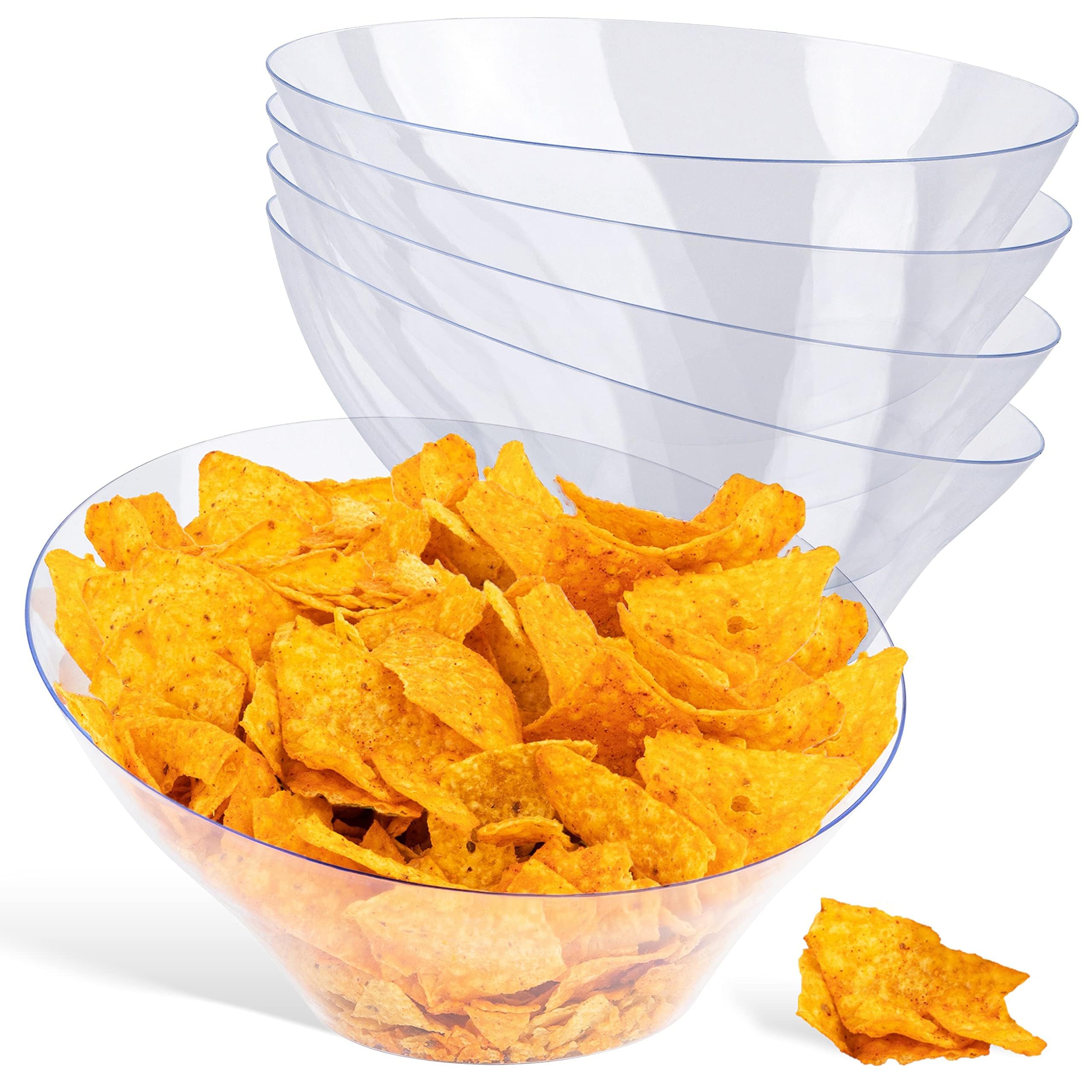 20oz Clear Plastic Serving Bowls (4 Pack) Medium Disposable Candy Dishes, Buffet Containers, Chips, Popcorn, Snacks, Mints, Salad Bar, Snack Bowl, Parties, Office Desk, Bridal Shower, Party Supplies