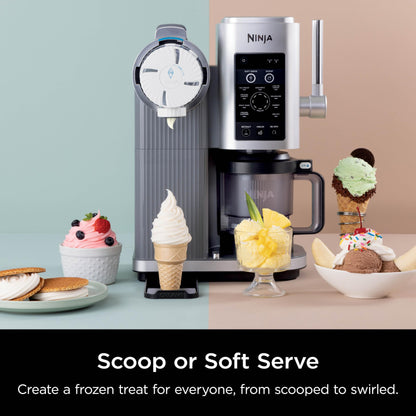 Ninja CREAMi Swirl Ice Cream and Soft Serve Maker, Sorbet, Milkshake, Frozen Yogurt, Low Calories Program & More, 13-in-1, Soft Serve Handle & (2) CREAMi Swirl 16oz Pints, For Kids & ALL ages, NC701