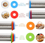 Rolling Pin with Thickness Rings, Fulimax 17" Adjustable Stainless Steel Rolling Pins for Baking, Dough Roller for Fondant Pizza, Pie, Pasta, Cookies, Cakes, Kitchen Baking Supplies