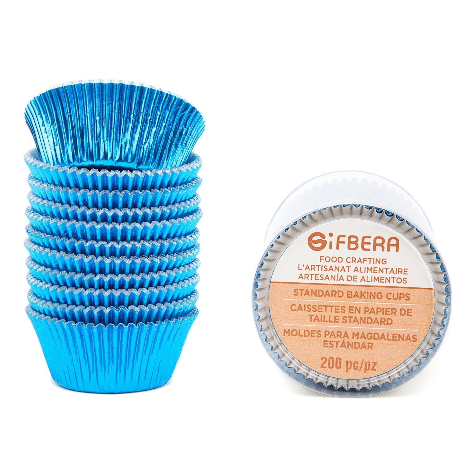 Gifbera White Metallic Foil Cupcake Liners Standard Size Baking Cups, 200-Count