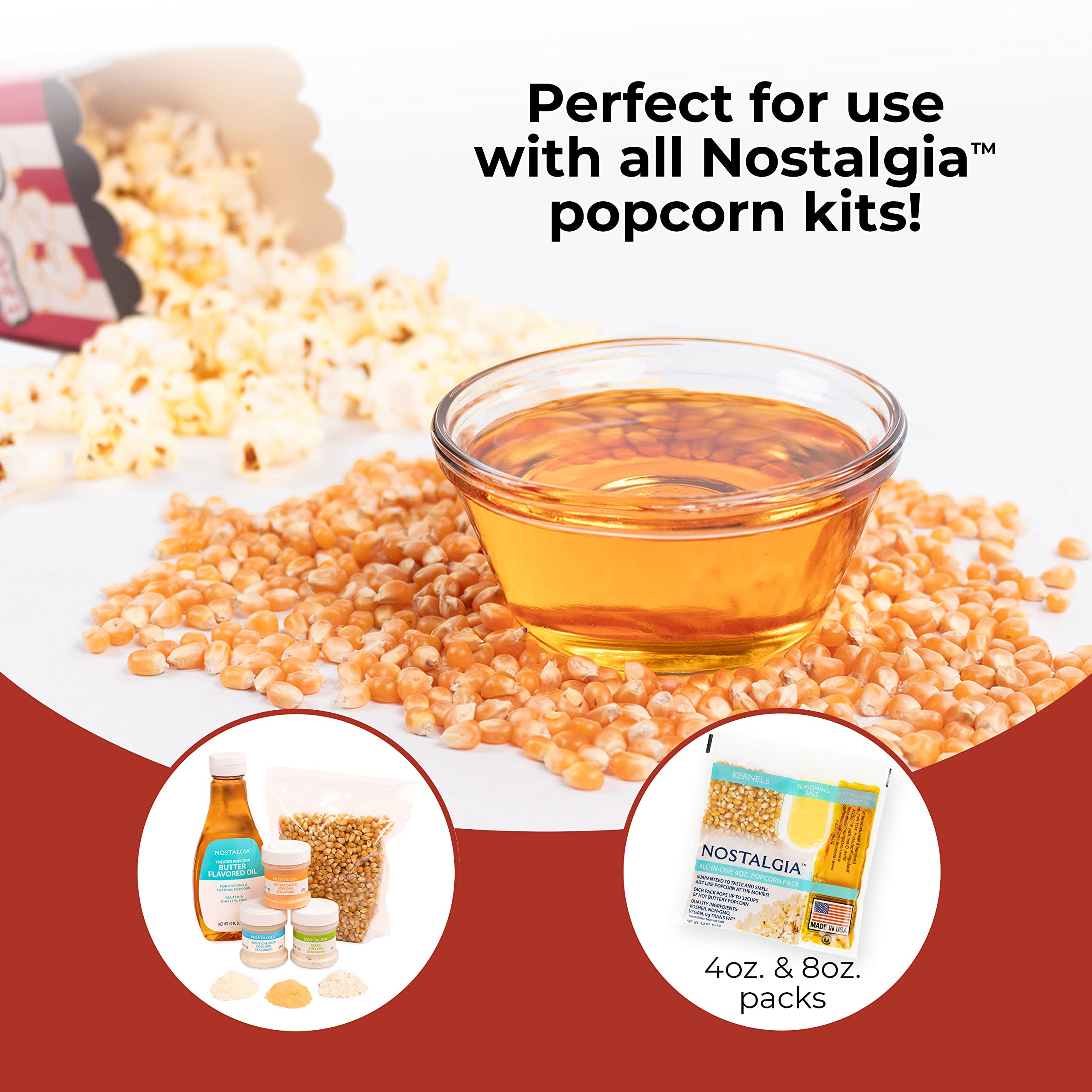 Maszyna do popcornu Nostalgia - Profesjonalny wózek z czajnikiem 8 Oz, który pozwala przygotować do 32 filiżanek - Maszyna do popcornu w stylu kina vintage - Czarna