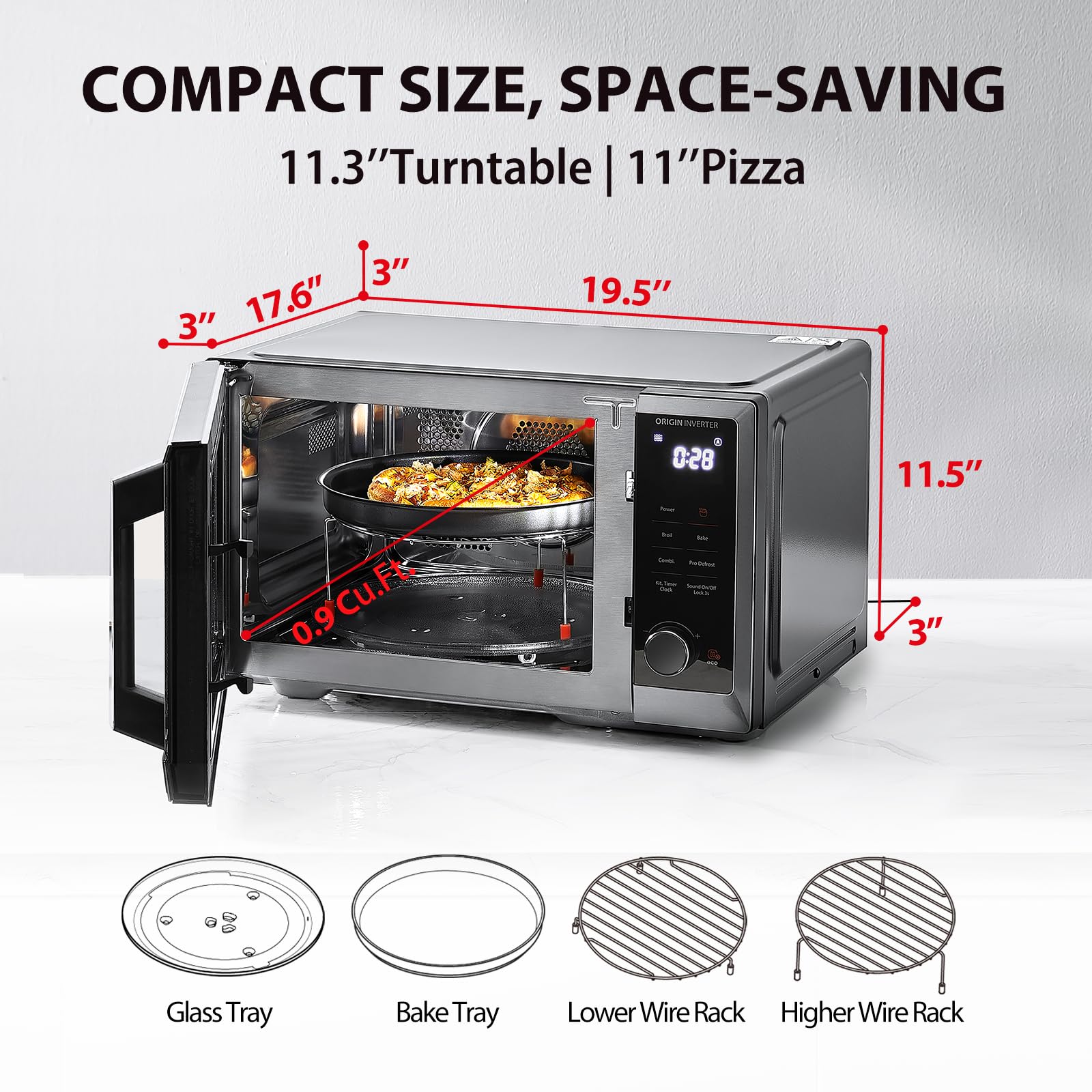 Kuchenka mikrofalowa TOSHIBA 6 w 1 Inverter Countertop, zdrowa frytkownica powietrzna Combo, seria MASTER, frytkownica powietrzna, grill, konwekcja, Speedy Combi, równomierne rozmrażanie, włączanie/wyłączanie dźwięku 27 Auto Menu, stal nierdzewna
