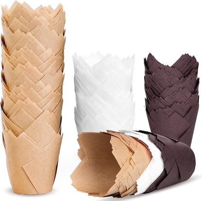 200pcs Tulip Cupcake Liners, Premium Muffin Liners Holders for Baking Cups, Greaseproof Cupcake Wrappers in Standard Size, Classic Parchment Paper Cupcakes Liner for Party, Christmas by JIRNGLA