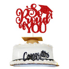 1Pc Congrats Grad 2025 Cake Topper Red Glitter Diploma Graduation Cap Cake Pick Congrats Class of 2025 Cake Decorations for 2025 Graduation Theme High School Boys Girls Graduate Party Supplies