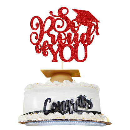 1Pc Congrats Grad 2025 Cake Topper Red Glitter Diploma Graduation Cap Cake Pick Congrats Class of 2025 Cake Decorations for 2025 Graduation Theme High School Boys Girls Graduate Party Supplies