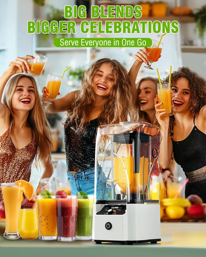 WantJoin Quiet Blender - Kitchen Blender with Soundproof, 2.5 HP Copper Motor, 80oz Jar, Multifunctional Silent Blenders for Smoothies, Juice, Soups, Sauce, w/ 15 Speeds, Stainless Steel 6-blade Combo