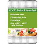 Spring Chef 10" x 15" Stainless Steel Cooling Racks for Baking - Oven Safe - Cookie Racks for Cooling Cookies - Fits Jelly Roll Pan - Perfect for Grilling, Roasting, Cooking, Drying - Set of 2