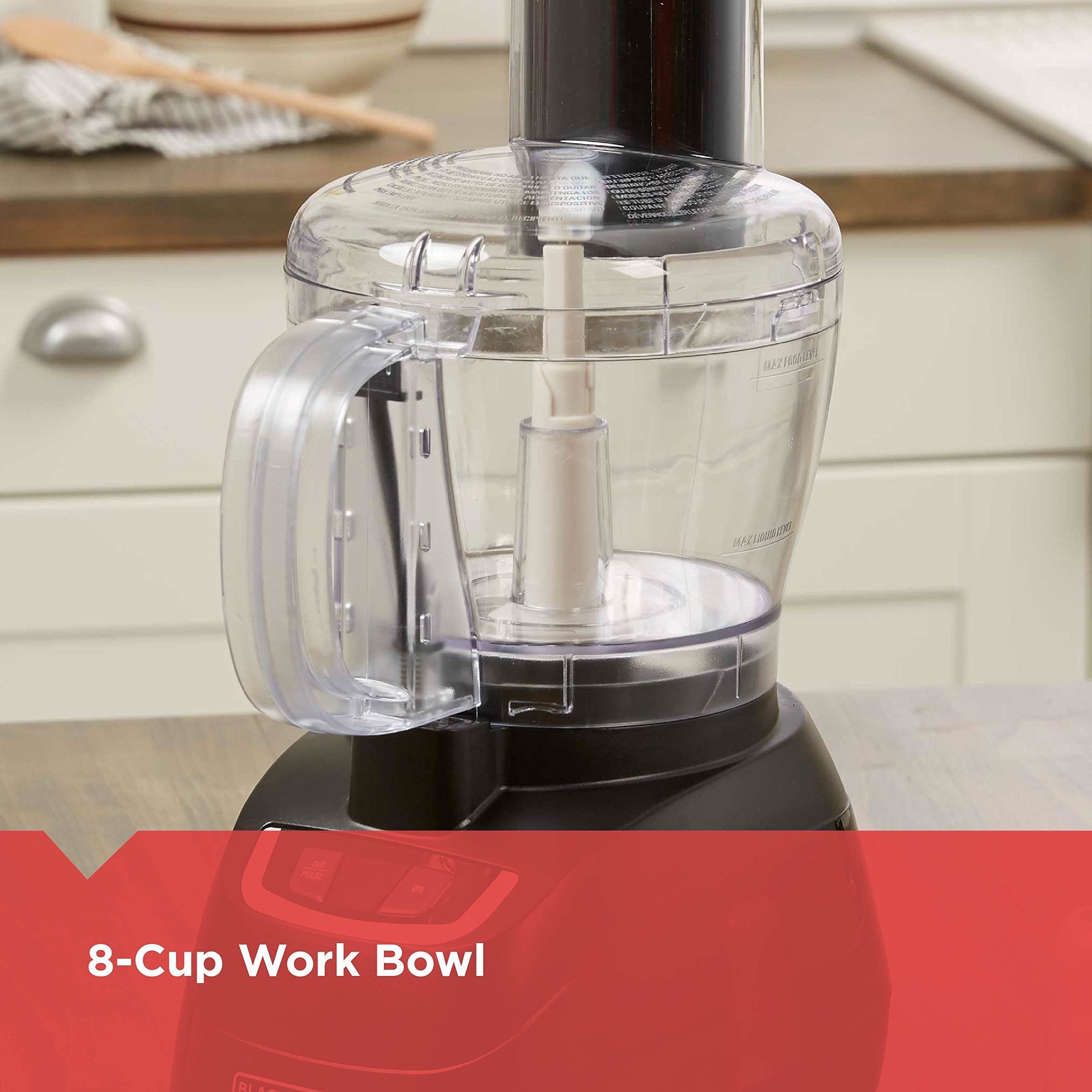 BLACK+DECKER FP1600B 8-kubkowy robot kuchenny z ostrzem ze stali nierdzewnej, czarny
