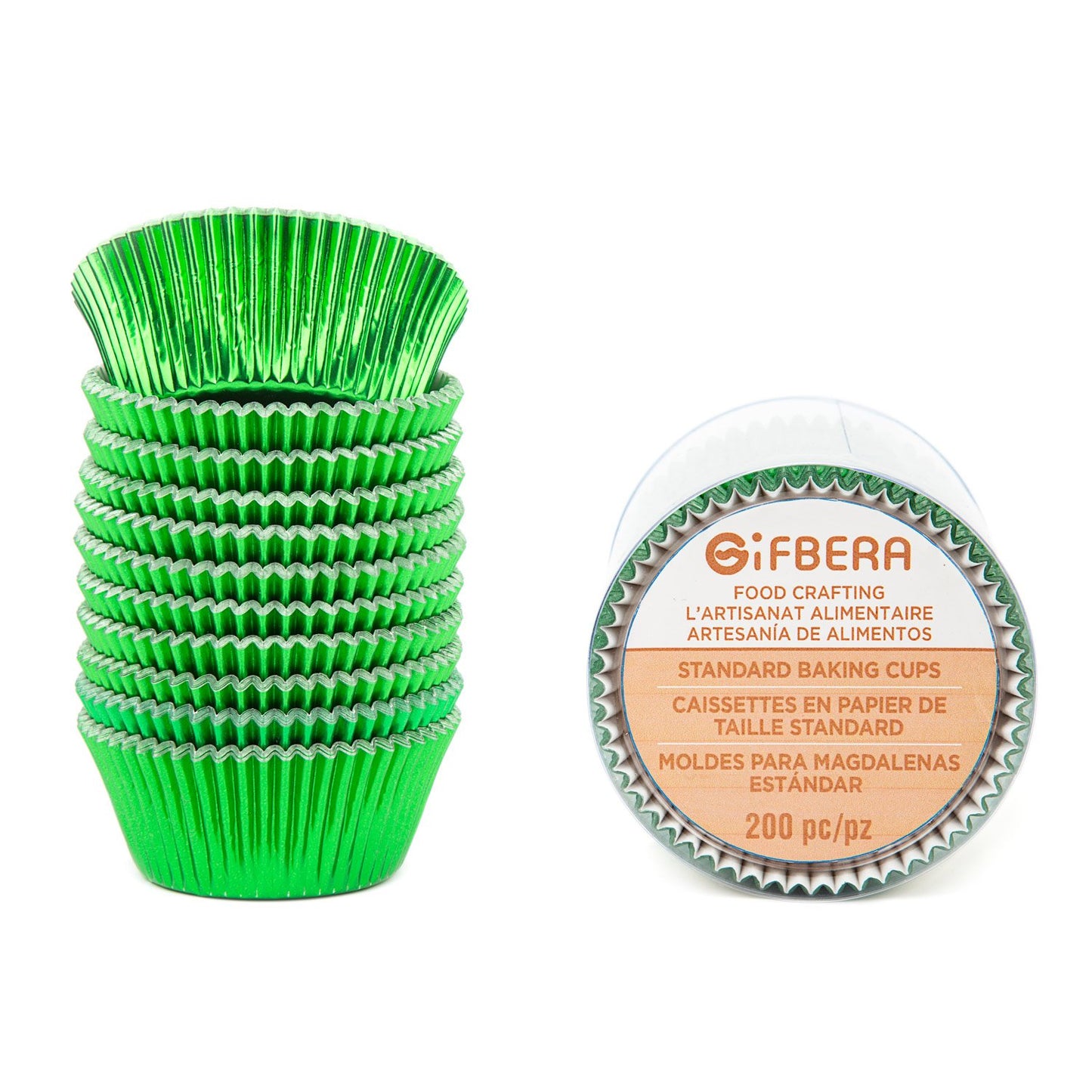 Gifbera White Metallic Foil Cupcake Liners Standard Size Baking Cups, 200-Count