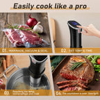 Hooflszcok Sous Vide Machine Precision Cooker, App Controlled Immersion Circulator with Digital Touch Screen,Quiet and Energy Efficient Includes Timer Function and Recipe Book for Beginners Home Chefs