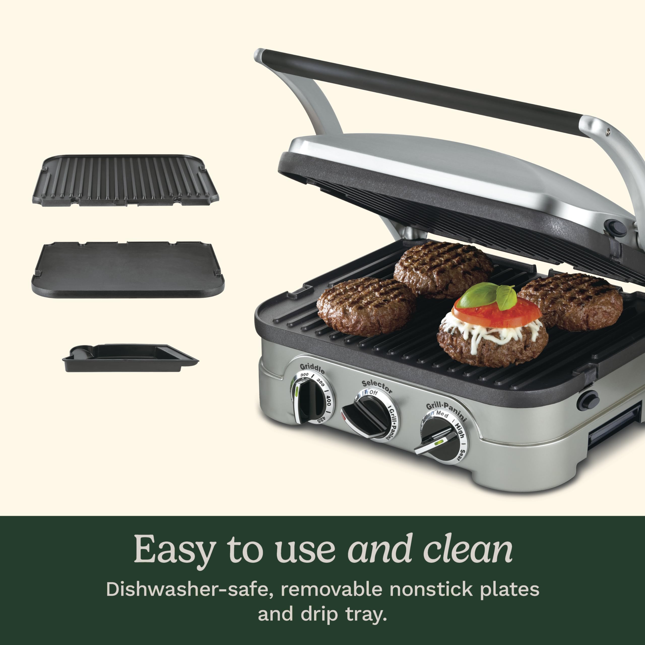Cuisinart Panini Press, Stainless Steel Griddler, Sandwich Maker & More, 5-IN-1, GR-4NP1