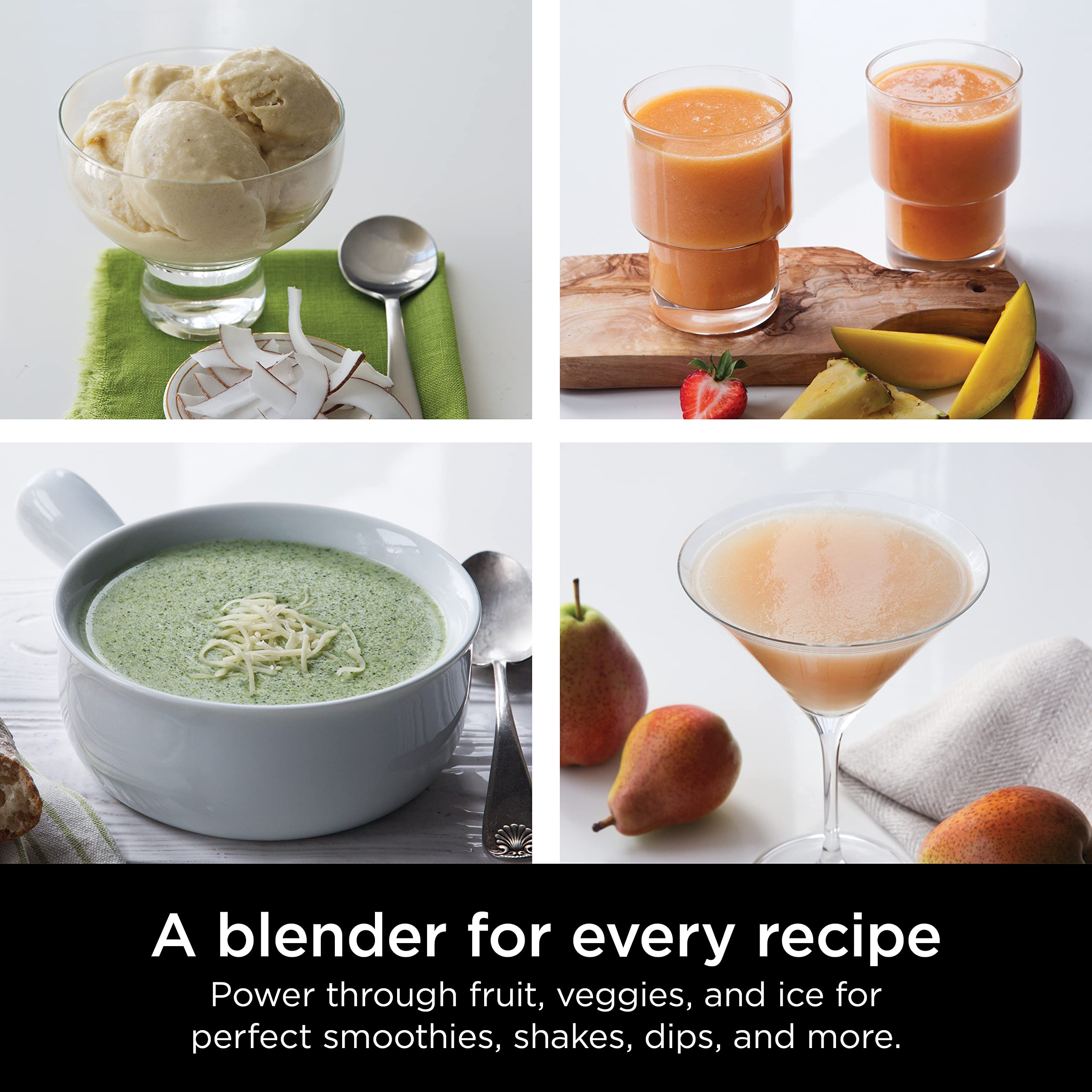 Ninja BL610 Professional 72 Oz Countertop 1000-Watt Base i Total Crushing Technology do koktajli, lodu i mrożonych owoców, czarny, blender + dzbanek