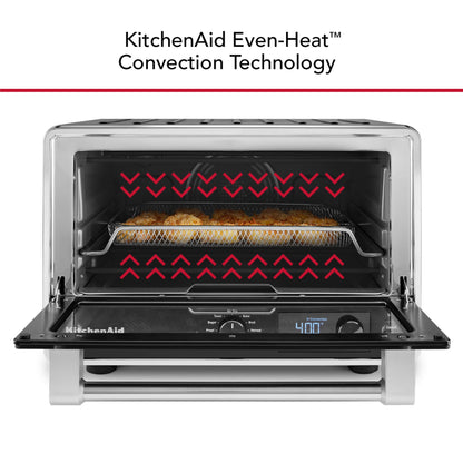 KitchenAid Digital Countertop Oven with Air Fry & Pizza Stone, KCO128CU, Contour Silver