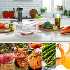 Zestaw do gotowania metodą sous vide, cyrkulatory zanurzeniowe 1000 W i pojemnik sous vide o pojemności 12,60 qt z pokrywką i rusztem, z cyfrowym wyświetlaczem temperatury i czasu