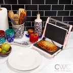COOK WITH COLOR Panini Maker: 2-Slice Press Grill, 760W Power, Non-Stick Plates, Cool Touch Handle, Compact Design, Fast Cooking - Ideal for Delicious Paninis, Pink