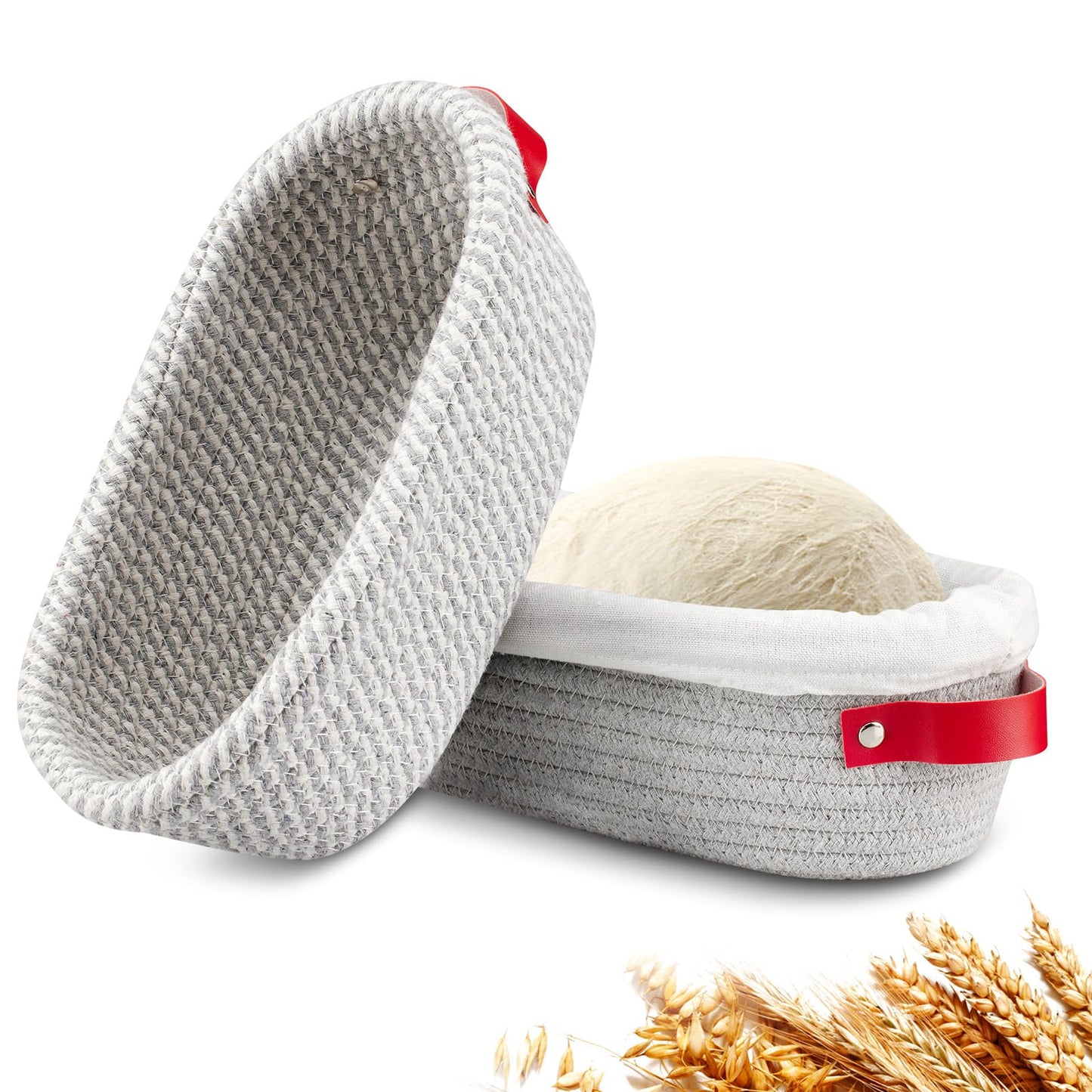 Banneton Bread Proofing Basket Banneton Basket Set Sourdough Proofing Basket Round Proofing Bowls Handmade Rattan Baskets and Liners (Round 9 inch set of 2)