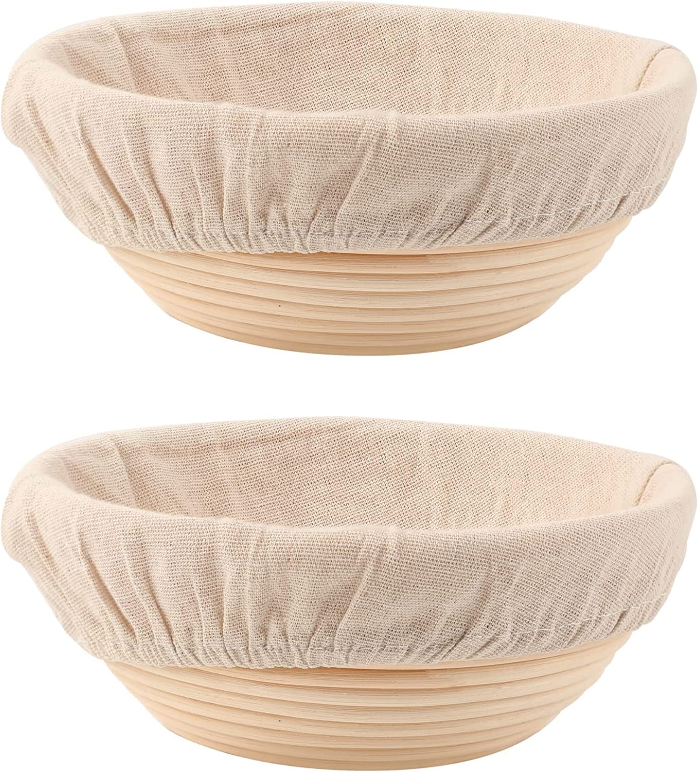 Bread Proofing Baskets Set of 2 8.5 inch Round Dough Proofing Bowls w/Liners Perfect for Home Sourdough Bakers Baking