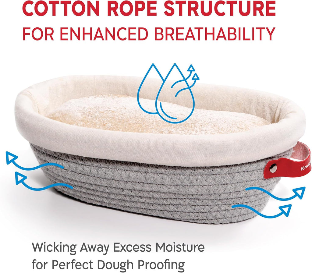 Cotton Rope Banneton Bread Proofing Basket Set, Oval & Round Bread Baskets with Liners & Covers for Artisan Bread Baking, Sourdough Bread Baking Supplies